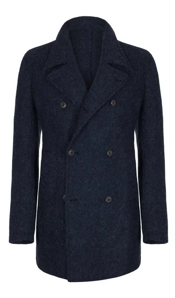 Erkek lüks klasik lacivert yün ceket, kırpma, beyaz arka plan izole hayalet manken