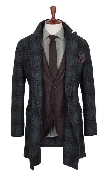 Luxury Men Maroon Checkered Coat Green Jacket Gray Shirt Black — стоковое фото