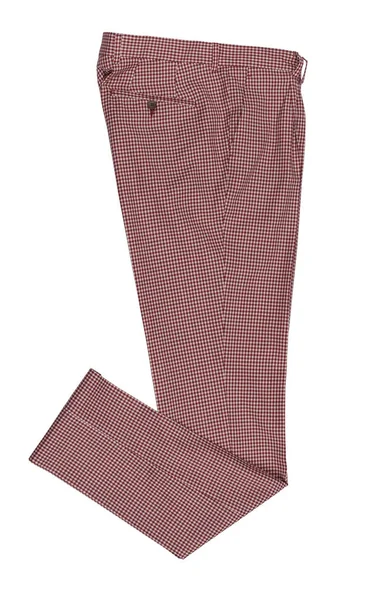 Pantalone Classico Quadretti Rossi Uomo Piatta Concetto Abbigliamento Isolato Fondo — Foto Stock