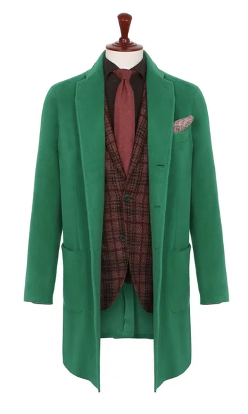 Luxury Men Bright Turquoise Coat Brown Jacket Shirt Tie Set — стоковое фото
