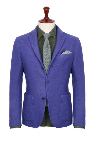Розкішний Чоловічий Яскраво Фіолетовий Піджак Зелена Сорочка Світло Зелена Краватка — стокове фото