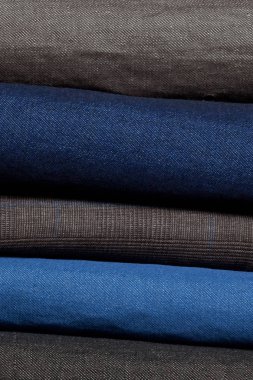 Klasik bir erkek takım elbise için güzel çok renkli kumaş, yerde yatıyor, biraz monte, mock-up, tasarım, arka plan için