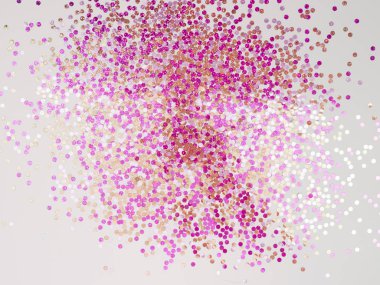 Güzel köpüklü pembe çok renkli parlayan payetler, paillette, parlak bir arka plan üzerinde yalan, tasarım için doku, mock-up