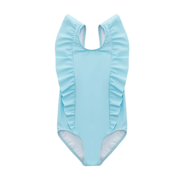 Beautiful Bright Blue Baby Swimsuit Layout Clipping Isolated White Background — Stock Photo, Image