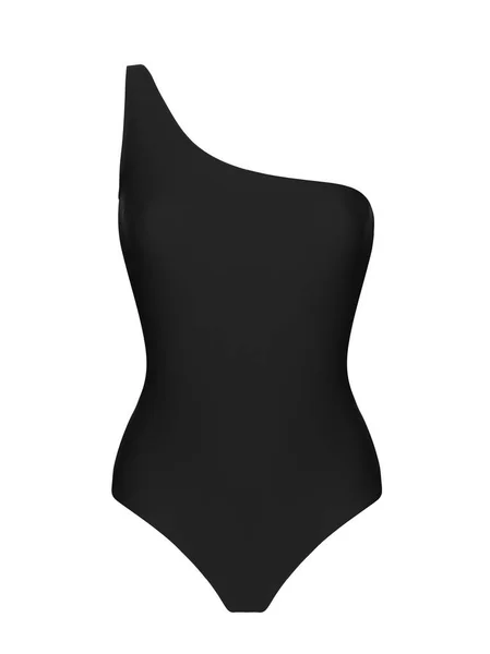 Güzel trendy siyah mayo, hayalet manken, kırpma, beyaz izole, ön görünüm. Yeni yaz modası