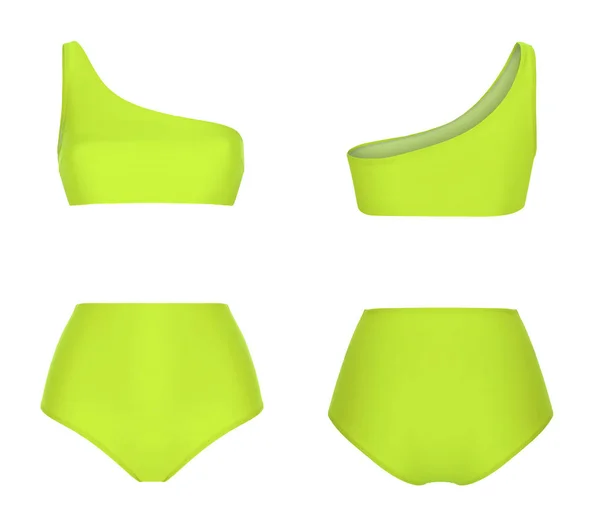 Hermoso Bikini Moda Para Mujer Traje Baño Amarillo Verde Neón — Foto de Stock