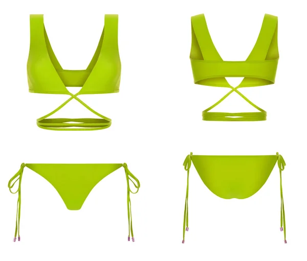 Hermoso Traje Baño Bikini Amarillo Verde Brillante Neón Las Mujeres — Foto de Stock