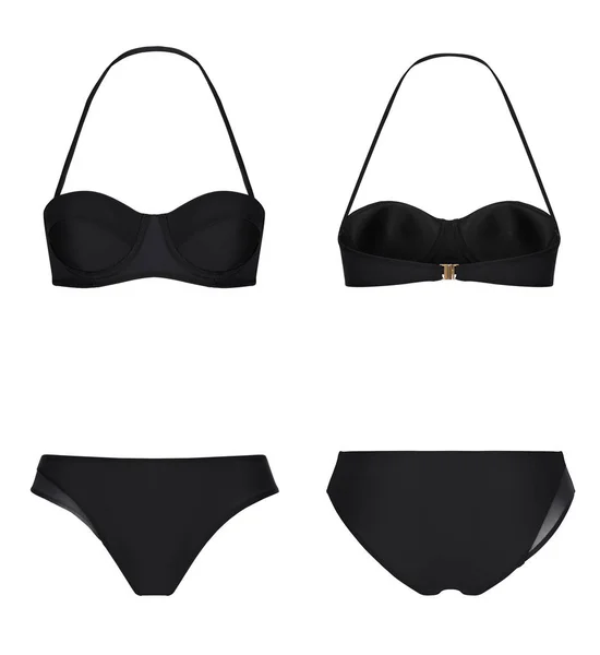 Beautiful Trendy Bikini Black Swimsuit Ghost Mannequin Clipping Isolated White — Stock Photo, Image