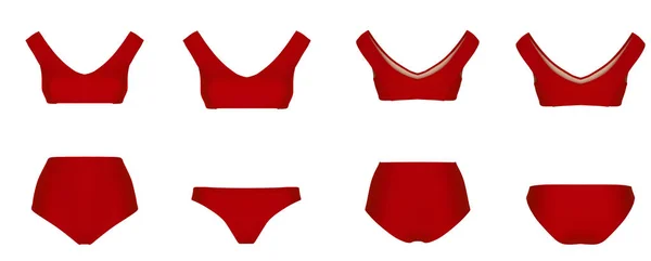 Beautiful Trendy Women Bikini Red Swimsuit Ghost Mannequin Clipping Isolated — стоковое фото