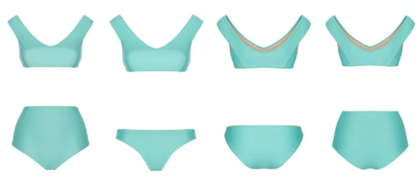 Beautiful Trendy Bikini Set Turquoise Swimsuit Ghost Mannequin Clipping Isolated — Stock Photo, Image