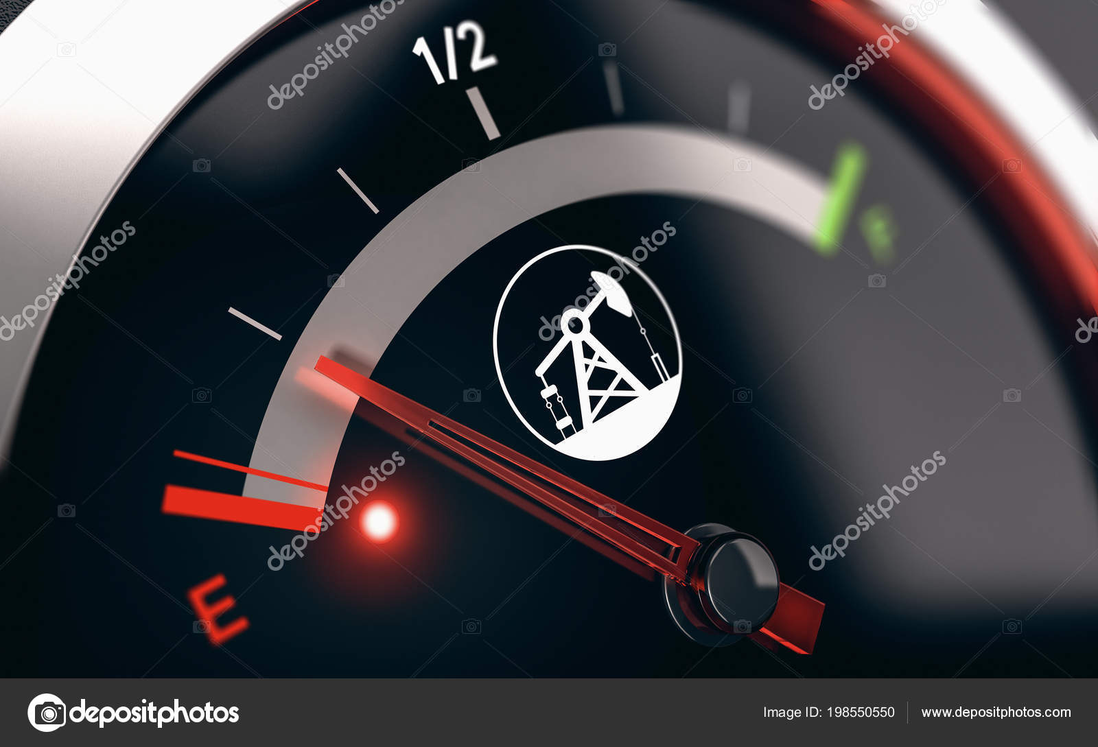 Illustration Conceptual Fuel Gauge Needle Pointing Empty Position