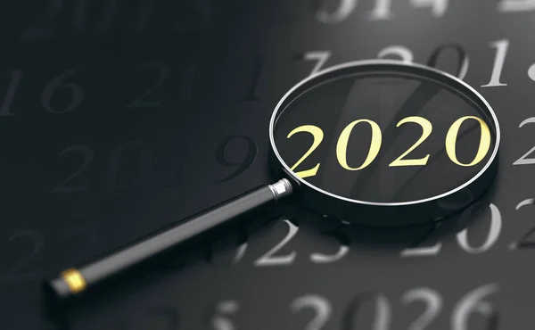 글자와 돋보기에 2020 — 스톡 사진