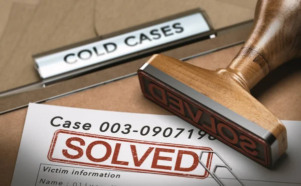 Illustration Cold Case File Rubber Stamp Word Solved Concept Successful — Stock Photo, Image