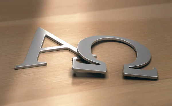 Illustratie Van Alfa Omega Symbolen Eerste Laatste Letters Van Het — Stockfoto