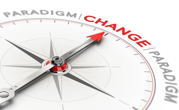 Illustration Compass Needle Pointing Word Change Concept Paradigm Shift — Stock Photo, Image