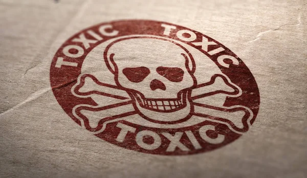 Toxické Látky Symbol Kartonové Pozadí Složený Obraz Mezi Třívrstvá Mikrovlna — Stock fotografie