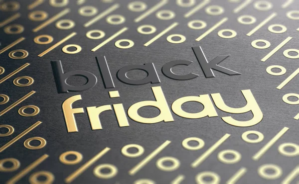 Text Black Friday Embossed Paper Texture Golden Percent Symbols Sale — Stock Photo, Image