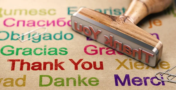 Illustration Rubber Stamp Thank You Message Written Different Languages Communication — Stock Photo, Image