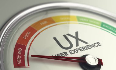 Çok kötü bir UX tasarımı gösteren iğne ile bir kullanıcı deneyimi ölçümünün 3B çizimi. 