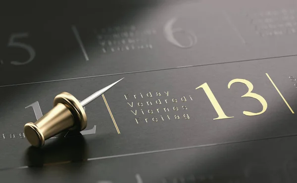 Sexta-feira 13 Escrito em letras douradas sobre fundo preto — Fotografia de Stock