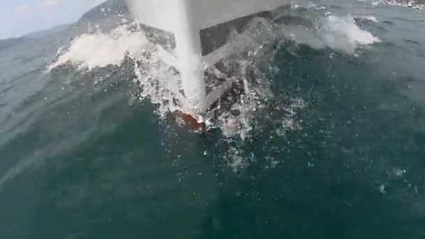 Adriai-tenger horvátországi vitorlás hajó íj kilátás — Stock videók