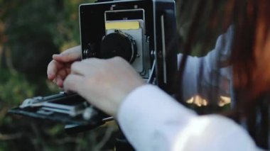 Fotoğrafçı geniş format kamera çekim önce özelleştirir