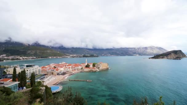 Timelapse em Montenegro Budva mar africano — Vídeo de Stock