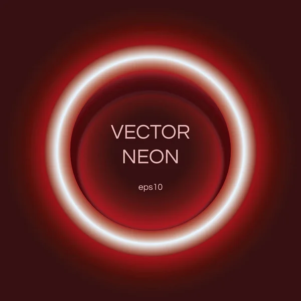 Vermelho Neon Círculo Luz Fundo Preto —  Vetores de Stock