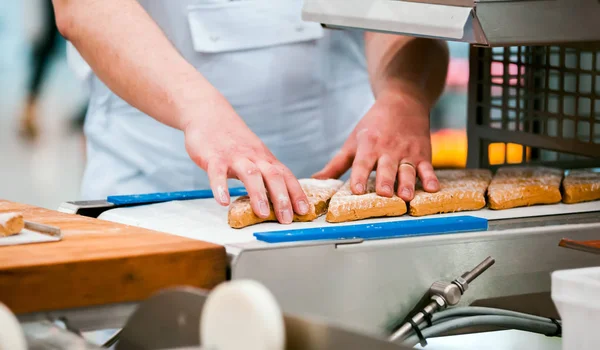 Příprava Souborů Cookie Výrobní Lince Továrně Cukrovinky — Stock fotografie