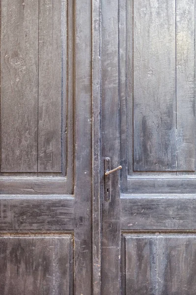 Close Aged Brown Wooden Front Door — Stock Photo, Image