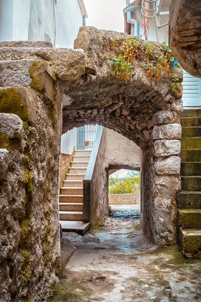 Narrow Street Stone Houses Stairs Croatia — Stock Photo, Image