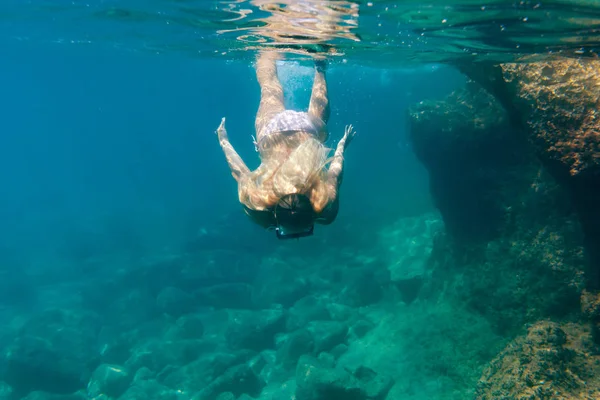 Snorkeling Subacqueo Nel Mare Tropicale — Foto Stock
