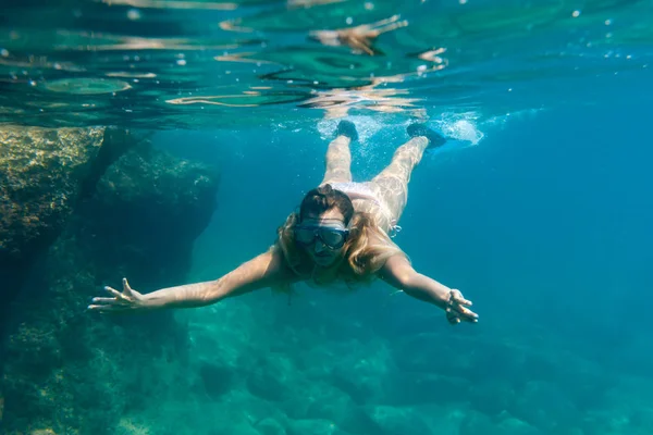 Plongée Sous Marine Dans Mer Tropicale — Photo