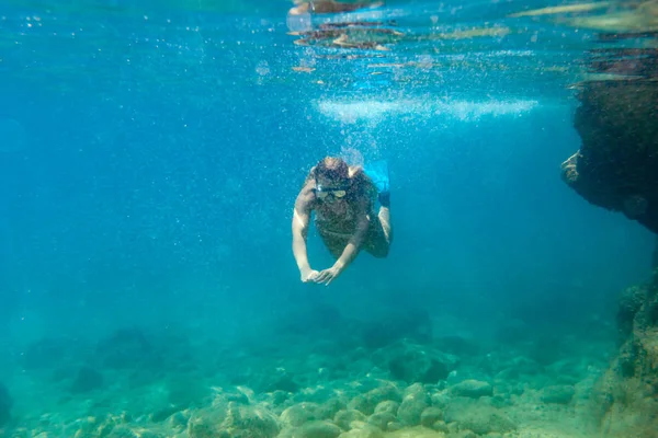 Snorkeling Subacqueo Nel Mare Tropicale — Foto Stock