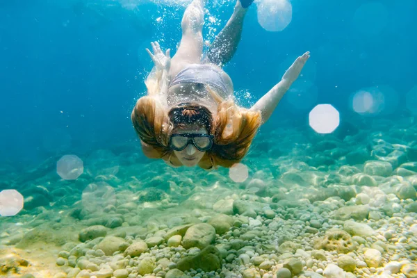 Mergulho Snorkel Subaquático Mar Tropical — Fotografia de Stock