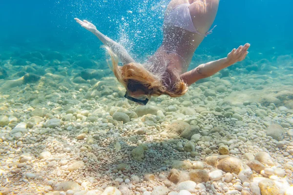 Snorkeling Bawah Air Laut Tropis — Stok Foto