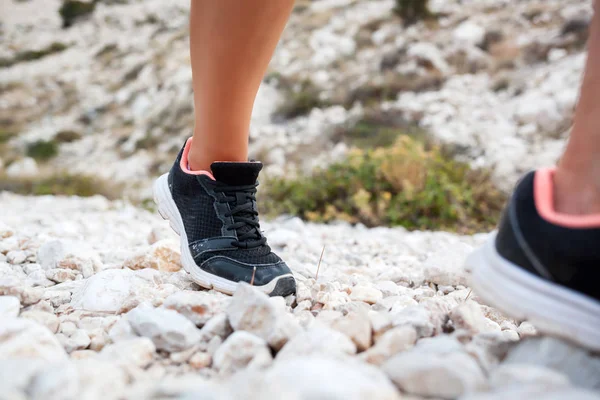 Legs Hiker Woman Trekking Trail Mountain Travel Active Lifestyle Concept — Stock Photo, Image