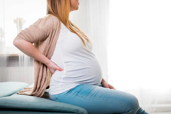 Schmerzen Unteren Rückenbereich Beschwerden Während Der Schwangerschaft — Stockfoto