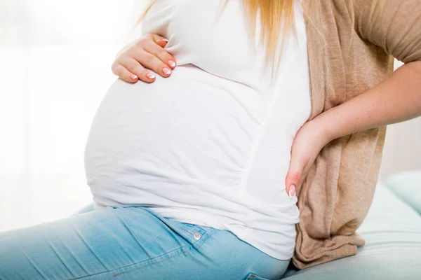 Derékfájás Diszkomfort Terhesség Alatt — Stock Fotó
