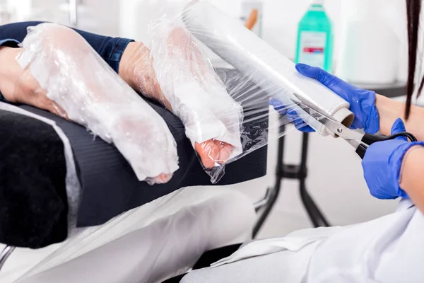 Callus Peel Peeling Feet Procedure Beauty Salon — Stock Photo, Image