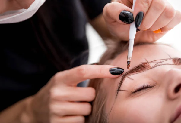 Permanent Make Eyebrows Beauty Salon — Stock Photo, Image