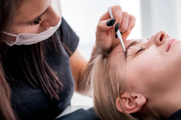 Permanent Make Eyebrows Beauty Salon — Stock Photo, Image