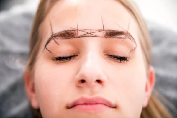 Preparación Para Maquillaje Permanente Las Cejas Salón Belleza —  Fotos de Stock