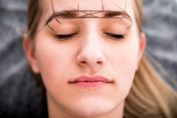 Preparación Para Maquillaje Permanente Las Cejas Salón Belleza —  Fotos de Stock