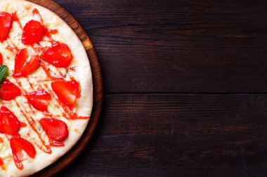 Meyve çilek pizza arka plan.