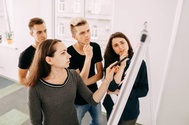 moda tasarımcıları yeni giysiler çizim çalışma