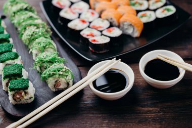 Japon Suşi rulo, seçici odak