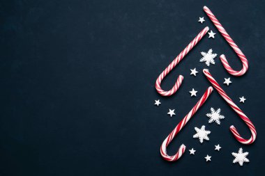 Şeker ve kopya alanı ile Noel arka plan