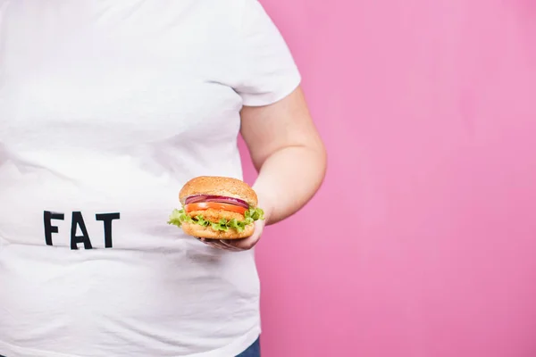 Comer en exceso, dieta, glotón, comida chatarra, sobrepeso — Foto de Stock