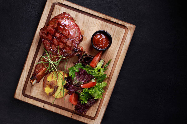 rib steak, grill and barbeque meat restaurant menu